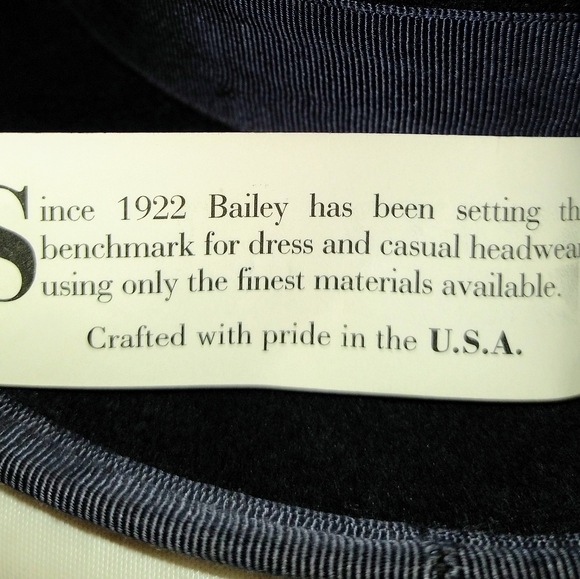 Vintage BAILEY 100% Wool Navy Blue Derby Hat SZ Small MADE IN USA - Picture 10 of 11